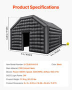 Inflatable Nightclub Party Tent With Lights, 19.7 x 16.4 x 12 Ft