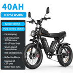 1500W Electric Mountain Bike 48V 20Ah, 20 inch Fat Tires, Shimano 7-Speed, Full Suspension - q20-1500w