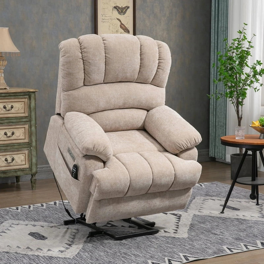 Comfort Stretch Power Lift Recliner Chair With 8-Point Vibration Massage, 24 in Seat Width, 25 in Seat Depth, 20 in Seat Height