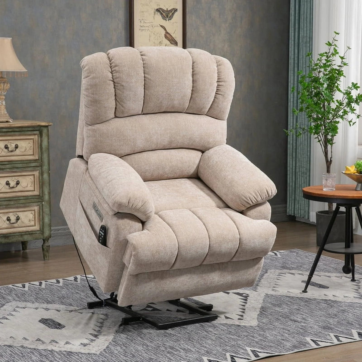 Comfort Stretch Power Lift Recliner Chair With 8-Point Vibration Massage, 24 in Seat Width, 25 in Seat Depth, 20 in Seat Height