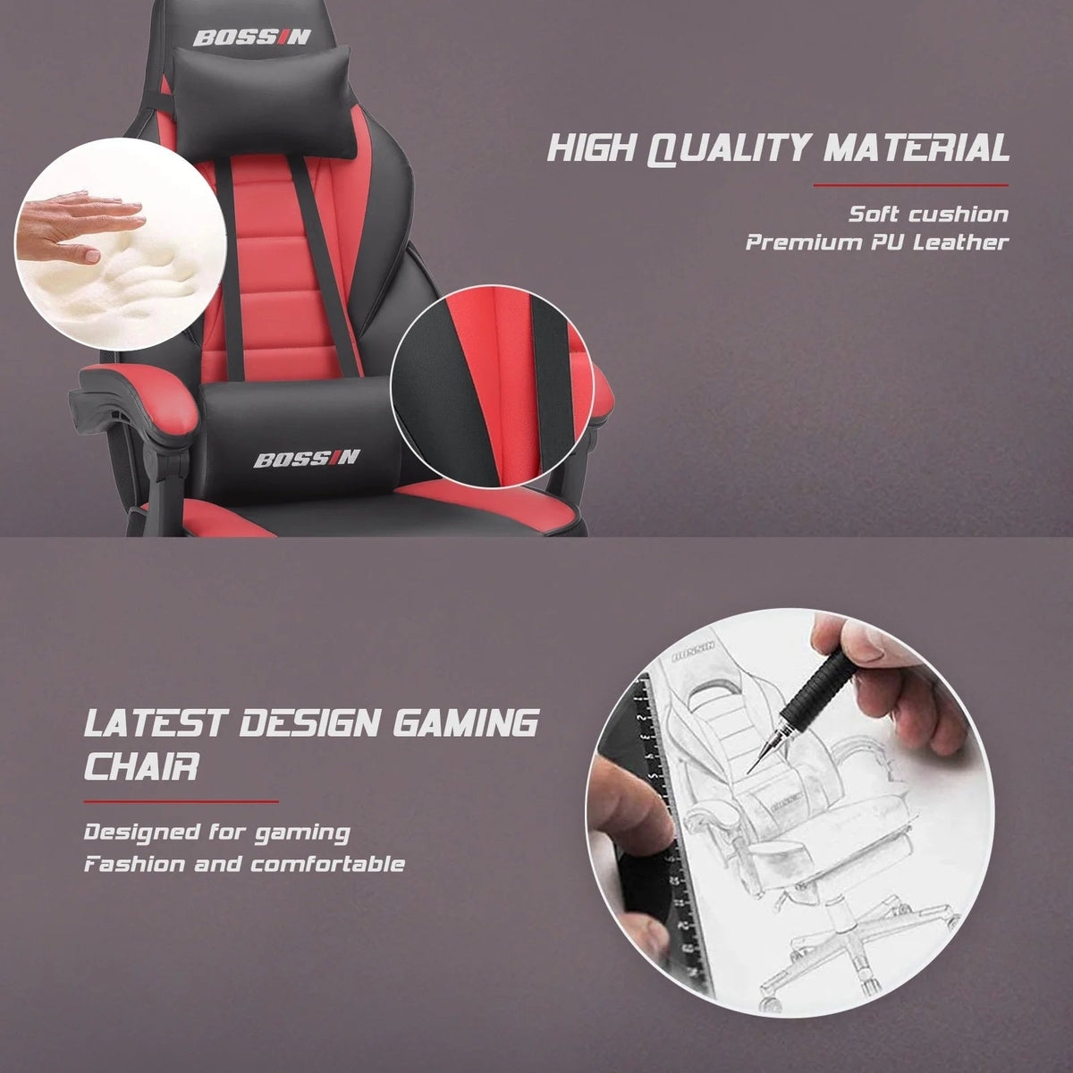 Racing Style Gaming Chair, 300 lbs Big And Tall High Back Computer Chair