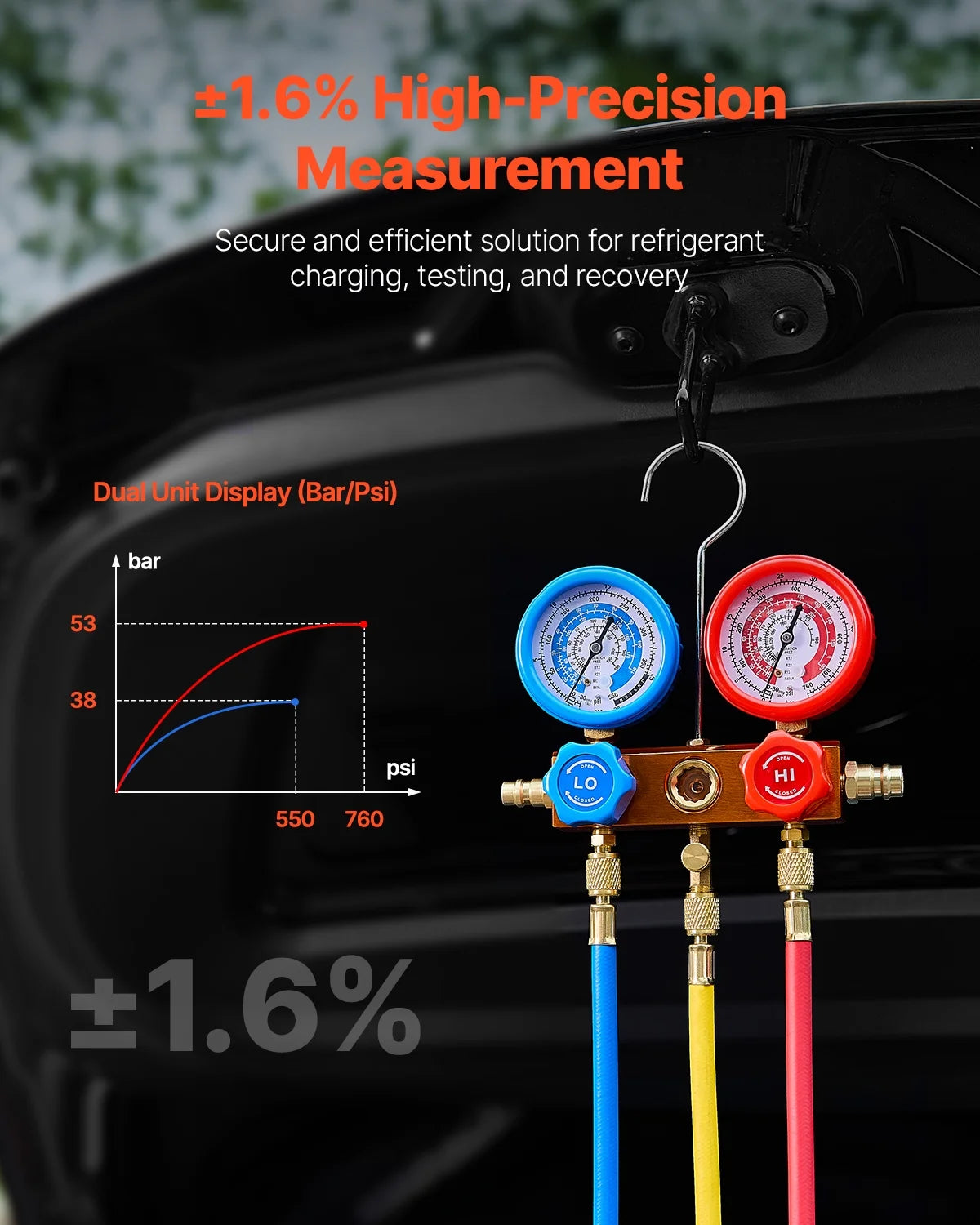 VEVOR 3.5 CFM Single-Stage AC Vacuum Pump And Manifold Gauge Set - VP125