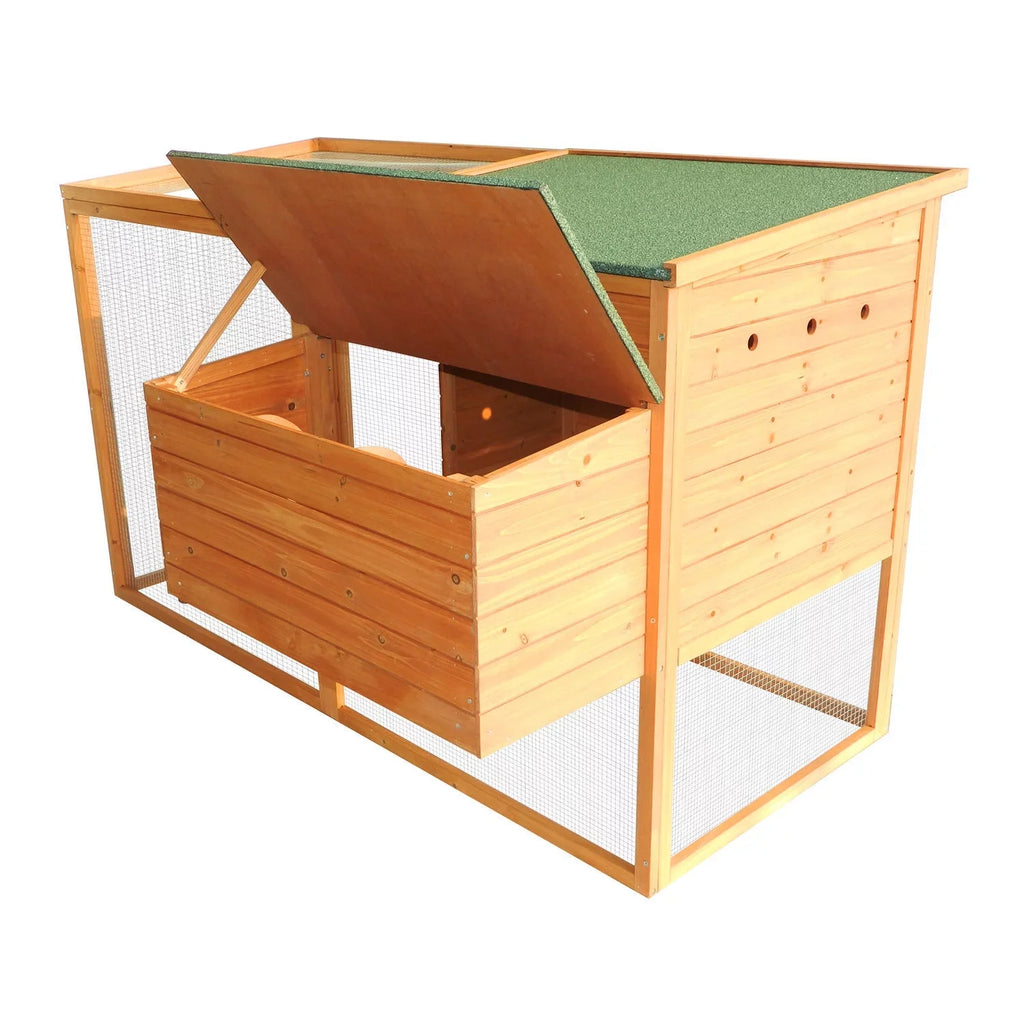 PawHut 64in Large Wooden Chicken Coop Kit With Outdoor Run And Nesting Box