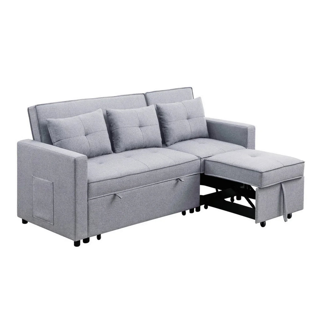 Benjara Convertible Sleeper Sofa, 80 in, Light Gray and Black - BM286632