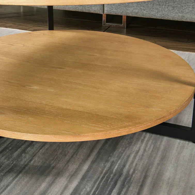 Round Coffee Table With Storage Shelf - 33.5 in