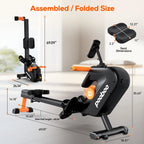 Pooboo Magnetic Rowing Machine, Foldable, 8-Level Resistance, 350lb Capacity