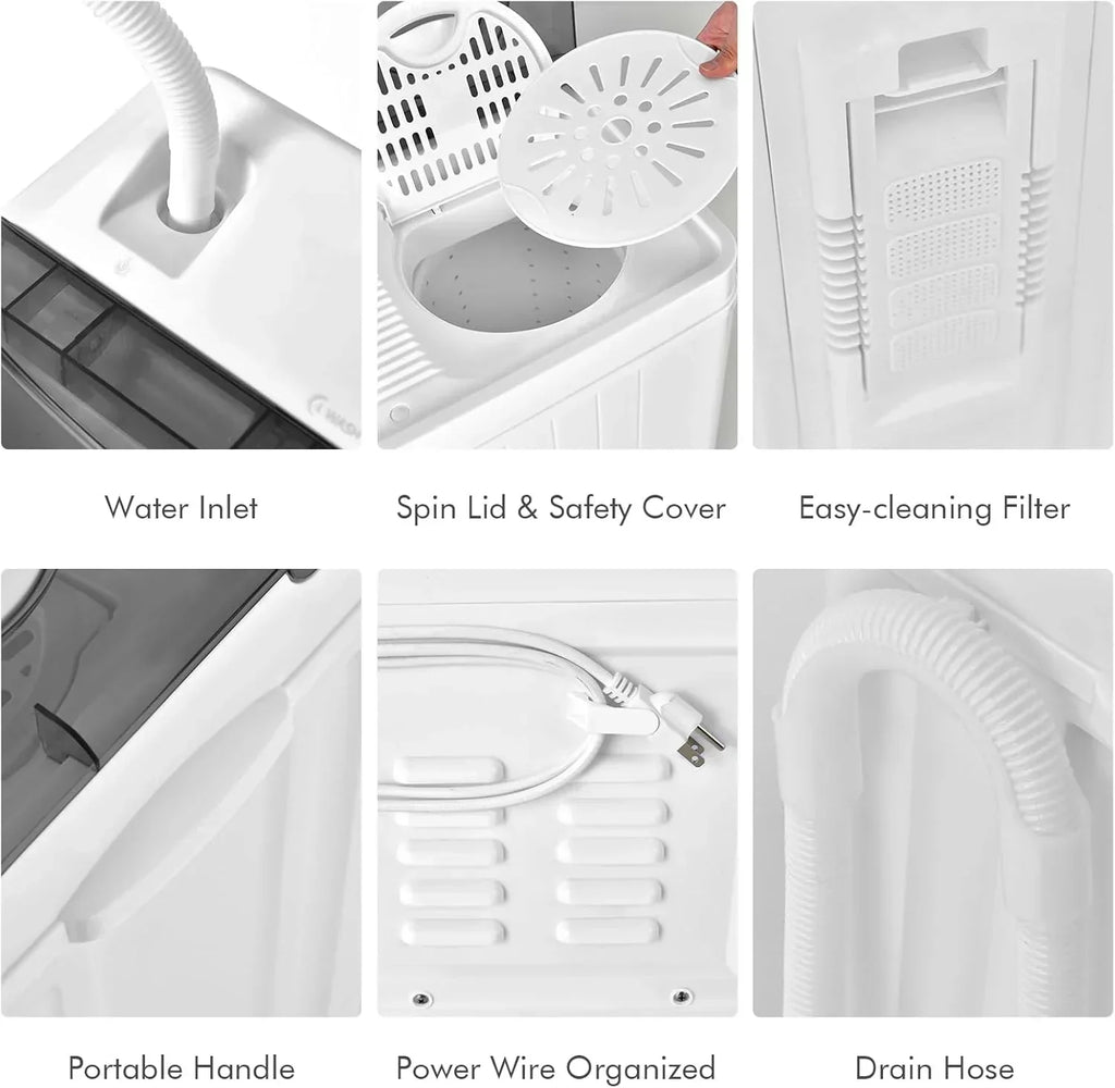 Costway Double Tub Washing Machine, 26 lb Capacity, 18 lb Wash, 8 lb Spin, Drain Pump