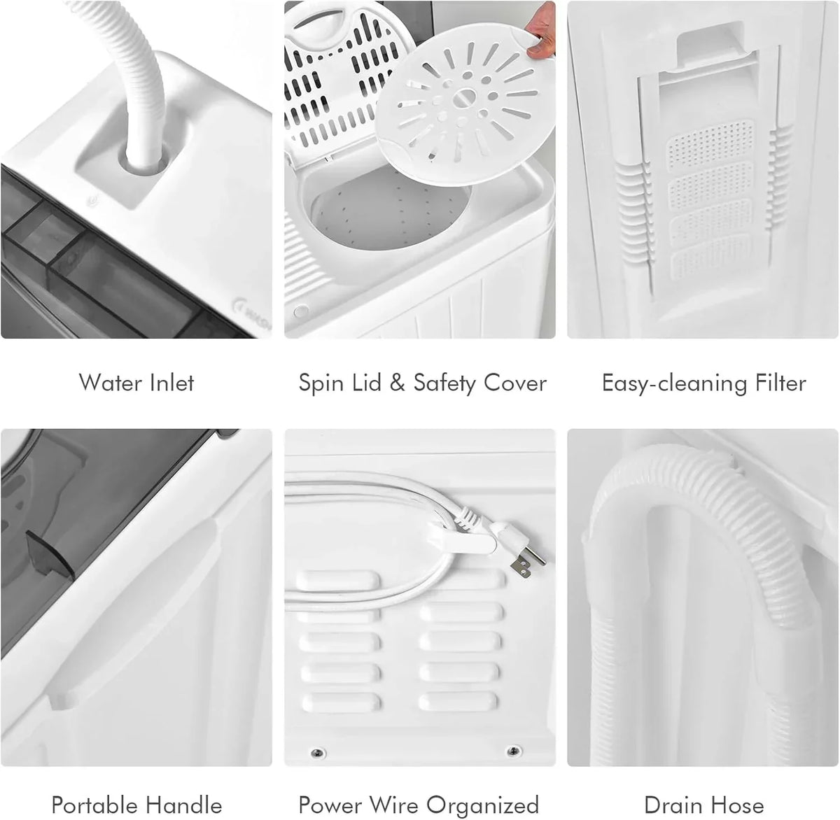 Costway Double Tub Washing Machine, 26 lb Capacity, 18 lb Wash, 8 lb Spin, Drain Pump