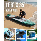 ZLX Inflatable Stand-Up Paddle Board, 11'6in, Extra-Wide, Jade Canyon