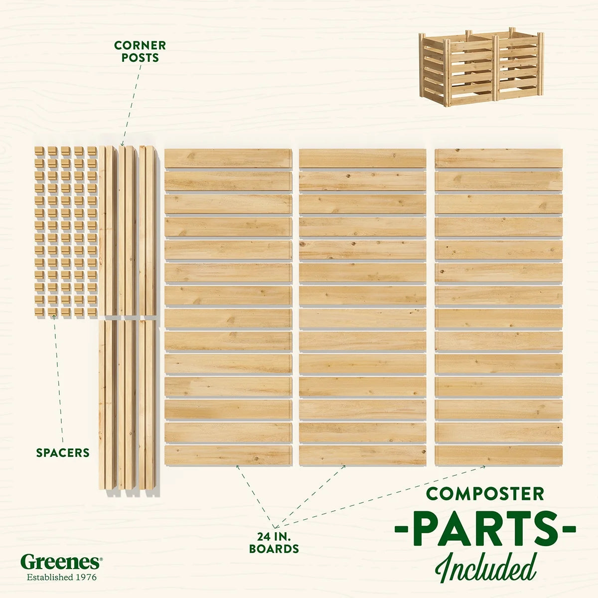 Greenes Fence Cedar Wood Composter 24 in x 24 in x 31 in, 77.3 Gal.