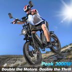 1500W Electric Mountain Bike 48V 20Ah, 20 inch Fat Tires, Shimano 7-Speed, Full Suspension - q20-1500w