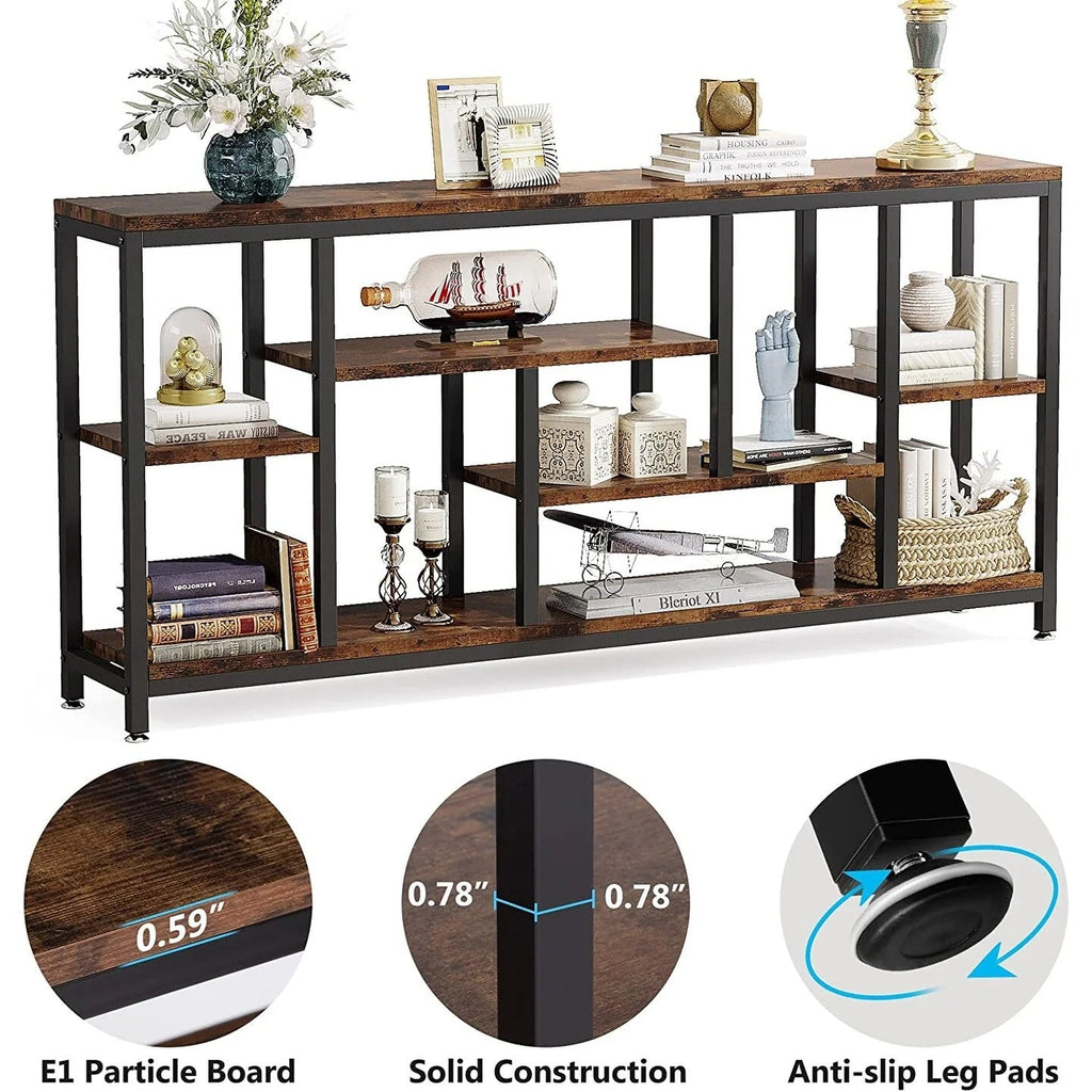 3-Tier Console Sofa Table With Storage, 70.9 Inch
