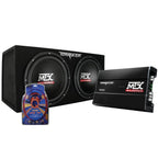 MTX 12in Dual Loaded Car Subwoofer Package With Sub Box, Amplifier And QPower Wiring Kit - TNP212D2