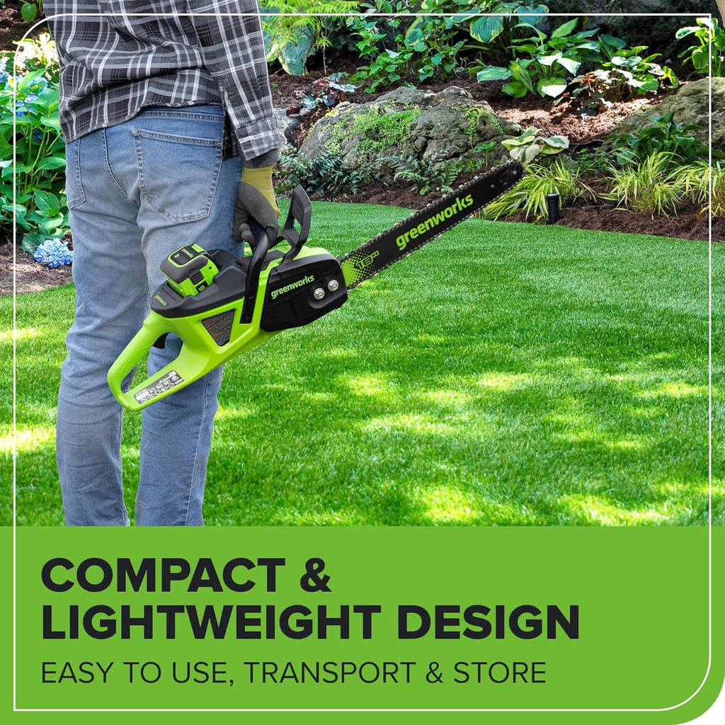 Greenworks 40V HP 18in Chainsaw Kit With 5.0Ah HP Battery And 5A Rapid Charger