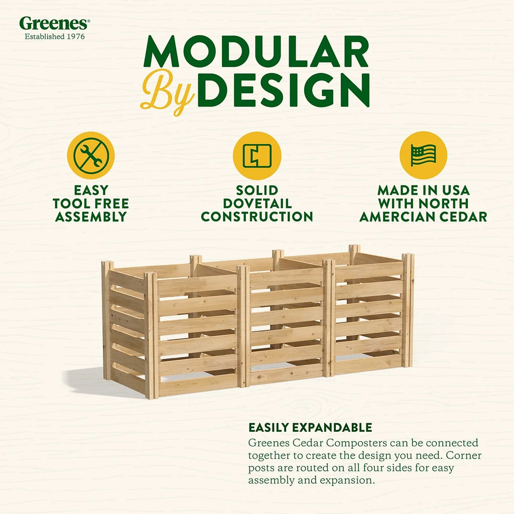 Greenes Fence Cedar Wood Composter 24 in x 24 in x 31 in, 77.3 Gal.