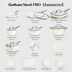 Gotham Steel Hammered 20 Pc Ceramic Nonstick Cookware Set, Copper