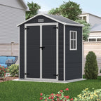 Seizeen Resin Outdoor Storage Shed With Floor, Light Gray, 82 in H