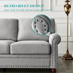 3 Seater Linen Fabric Tufted Accent Sofa, 82.6 in, Grey - Curved High Back