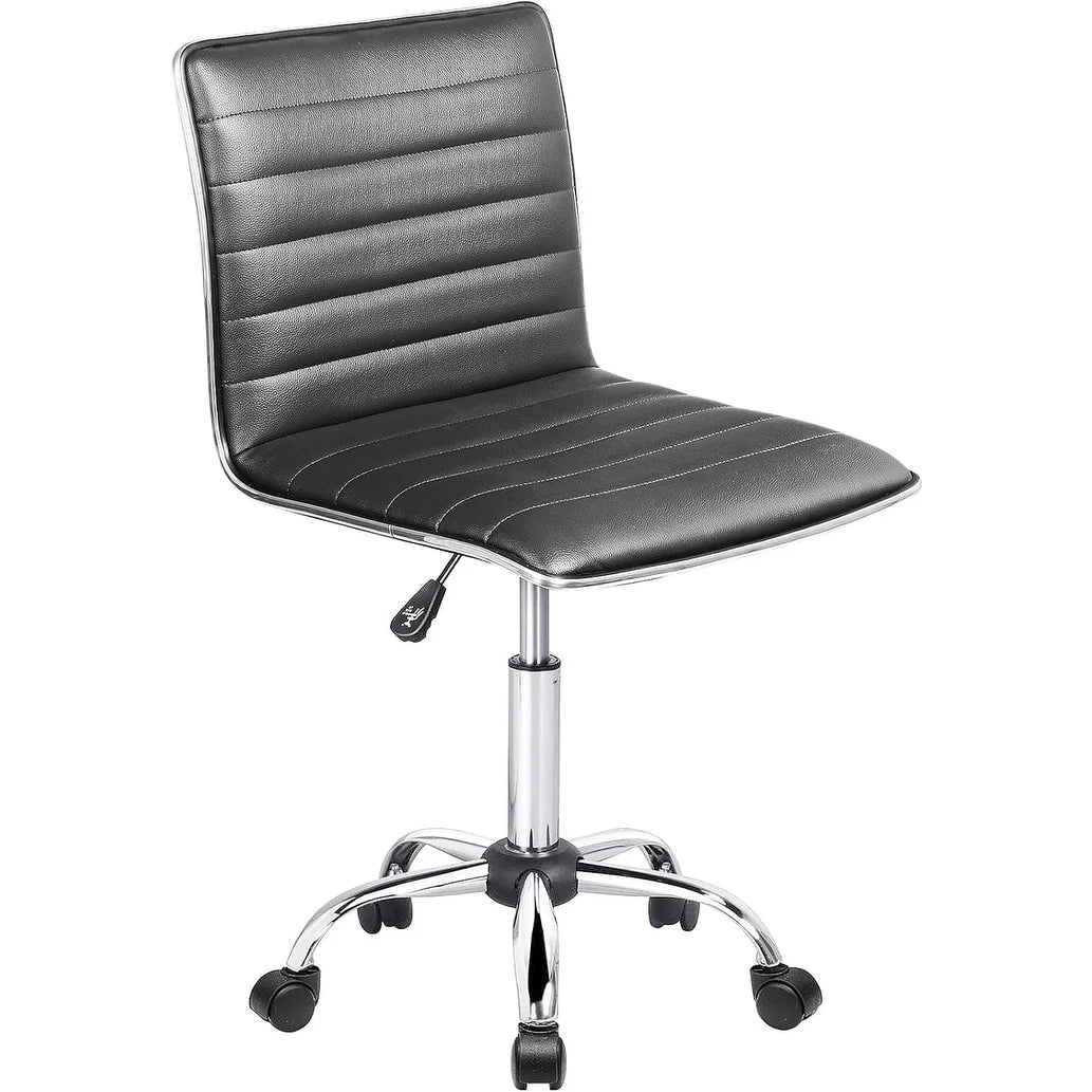 Adjustable Mid-Back Armless Swivel Office Chair With PU Leather - 265 lbs.