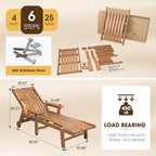 Patio Chaise Lounge Chair With 5 Positions, HDPE, Wheels And Cup Holder