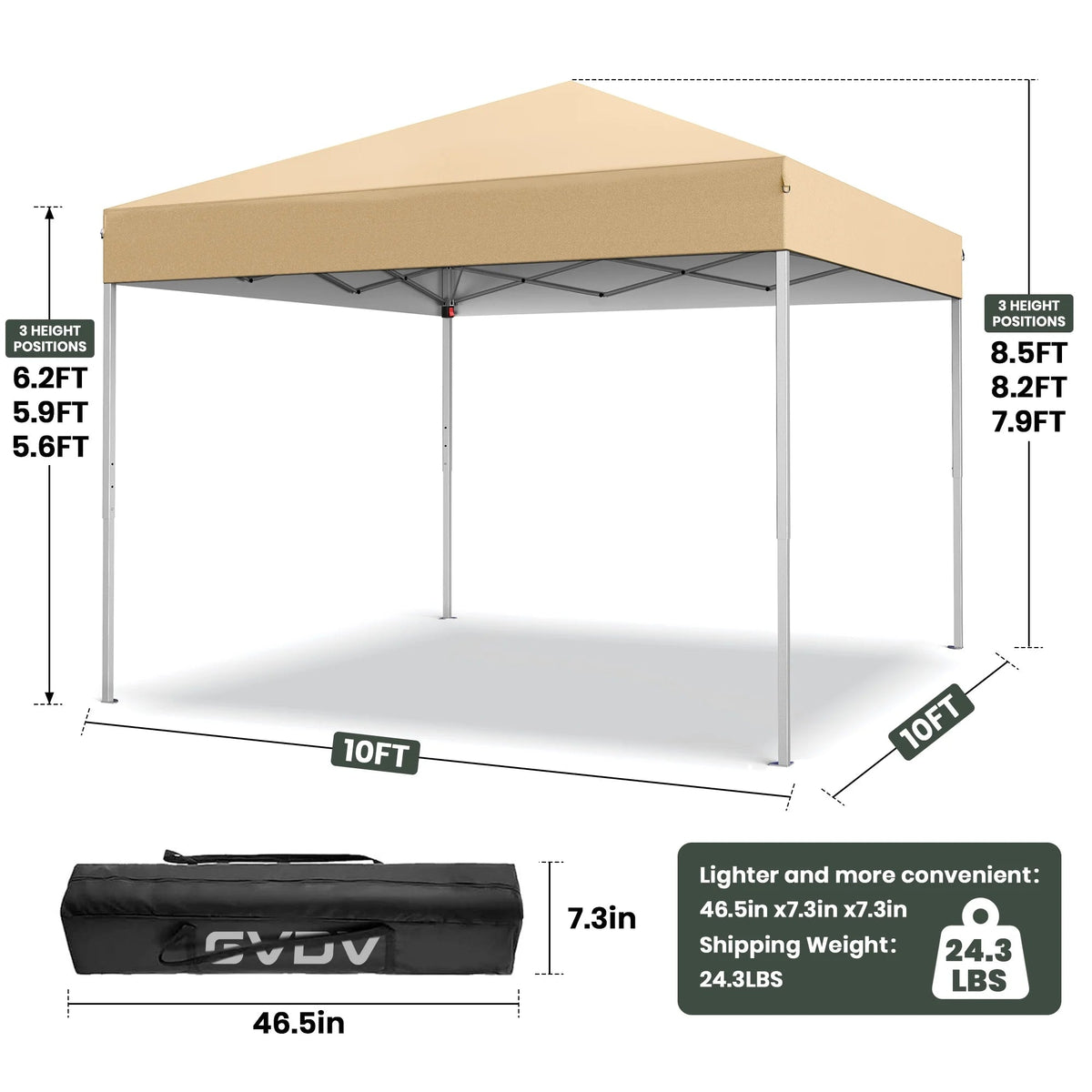 GVDV 10x10 ft Easy Pop Up Outdoor Canopy Tent - Blue