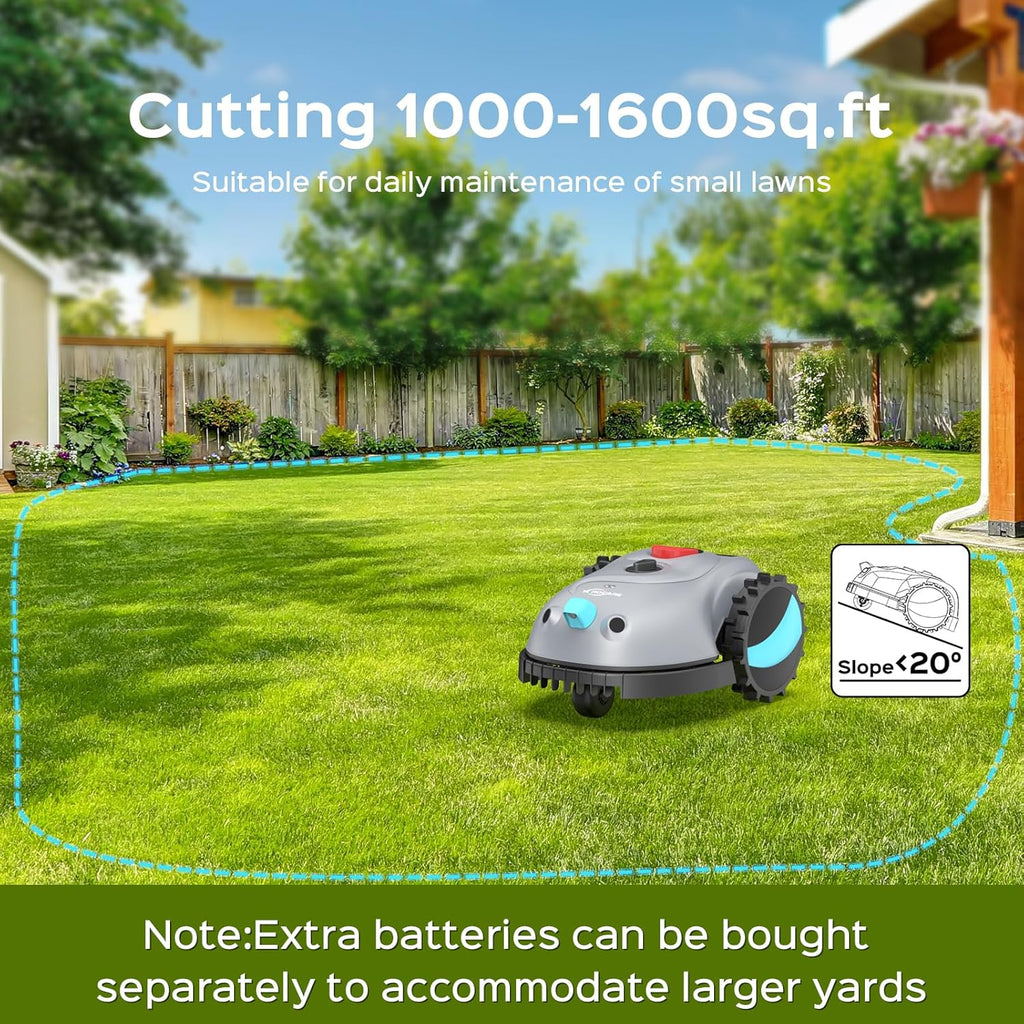 YARDCARE Robot Lawn Mower With HD Vision Navigation, 6.3-In Cutting Width - V100