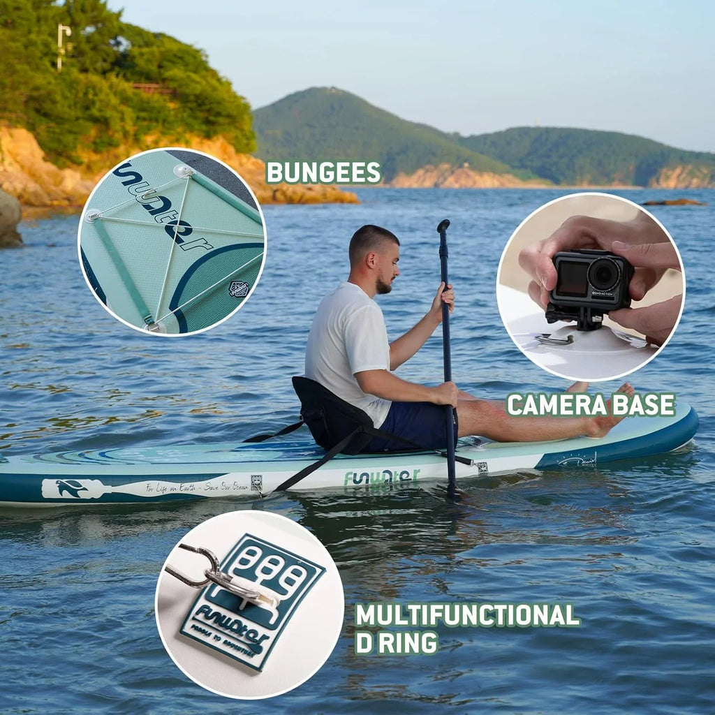 FunWater Inflatable Stand Up Paddle Board, 11 ft x 32 in x 6 in - SUP Paddle Accessories