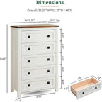 Farmhouse Engineered Wood 5-Drawer Dresser, 15.75in D x 31.25in W x 48in H