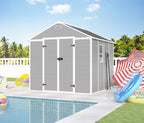 Seizeen Resin Outdoor Storage Shed With Floor, Light Gray, 82 in H