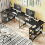 Small L-Shaped Computer Desk With Reversible Storage Shelves - 55-Inch / 47-Inch