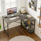 Small L-Shaped Computer Desk With Reversible Storage Shelves - 55-Inch / 47-Inch