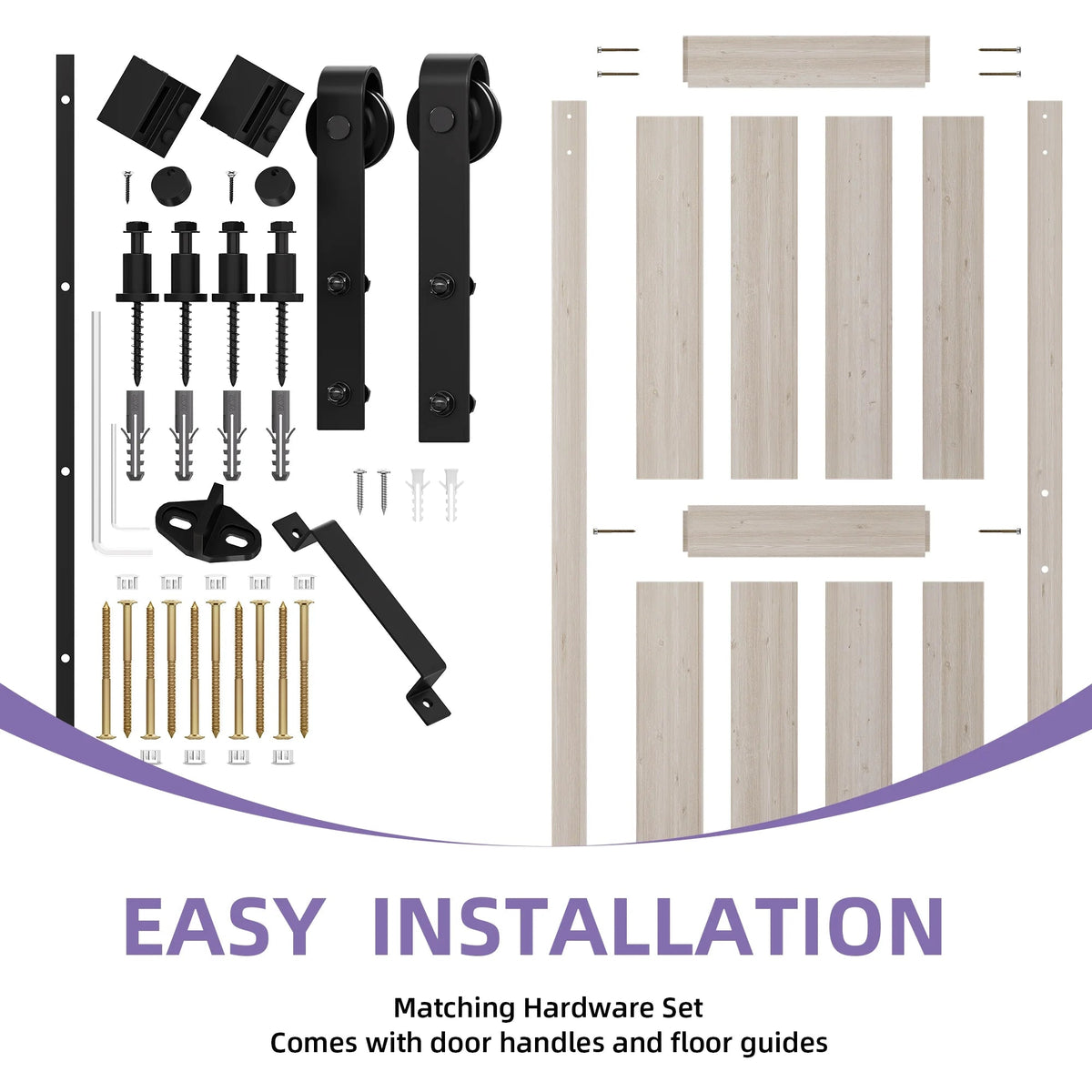 Uforic Sliding Barn Door With Hardware Kit, 48 x 84 in, Gray