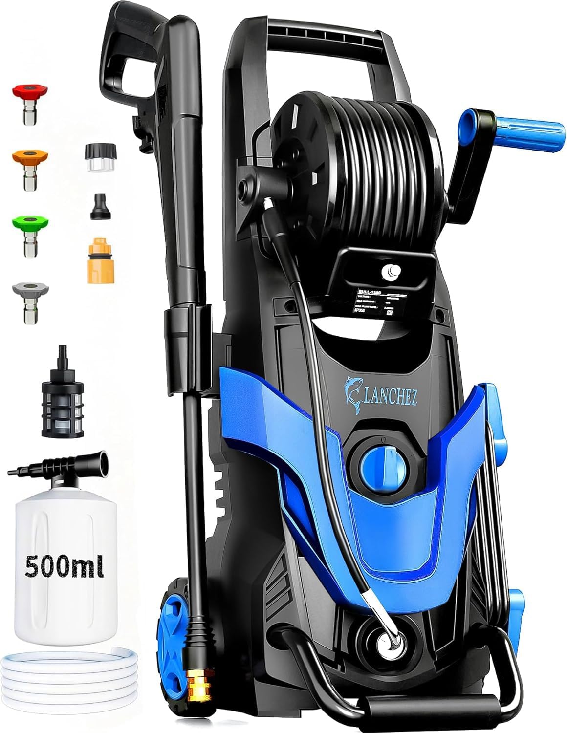 Pressure Washer 4800PSI With 4 Quick Connect Nozzles, Inlet Hose, Filter And 500ML Soap Tank