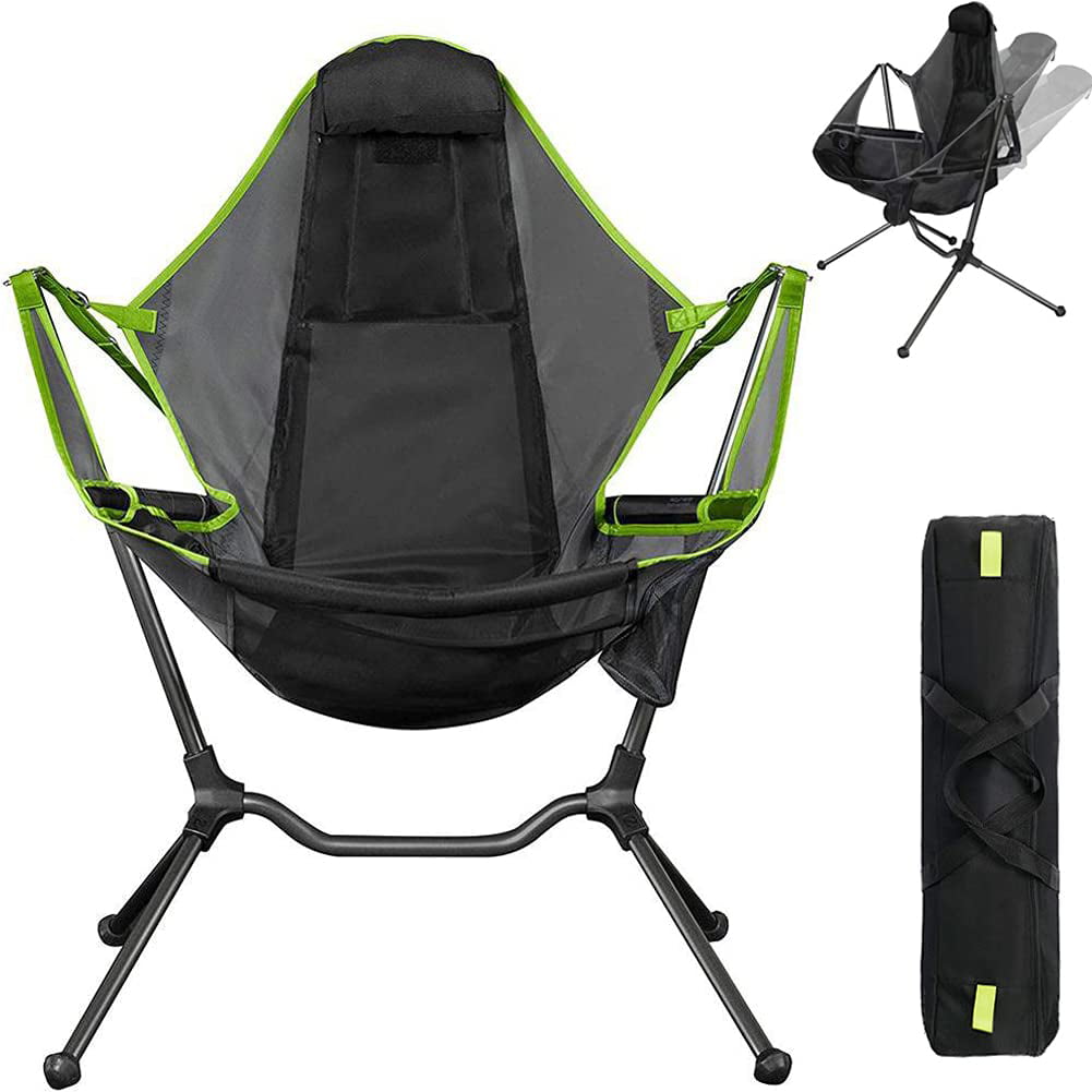 VEANERWOOD Folding Rocking Camping Chair With Pocket, Steel, 330lbs Capacity