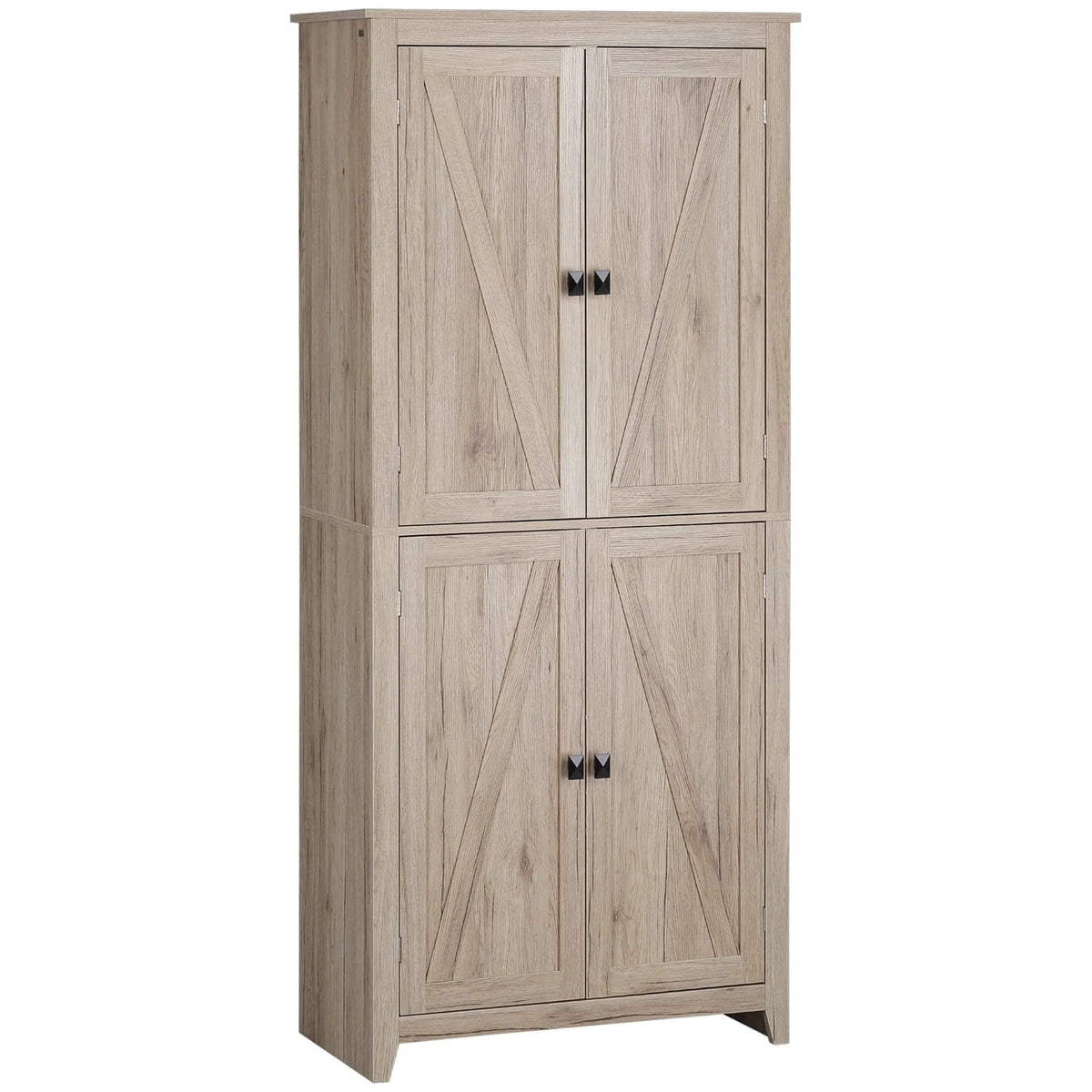 HOMCOM Freestanding 4-Door Kitchen Pantry Storage Cabinet, 72in, 4-Tier - Adjustable Shelves
