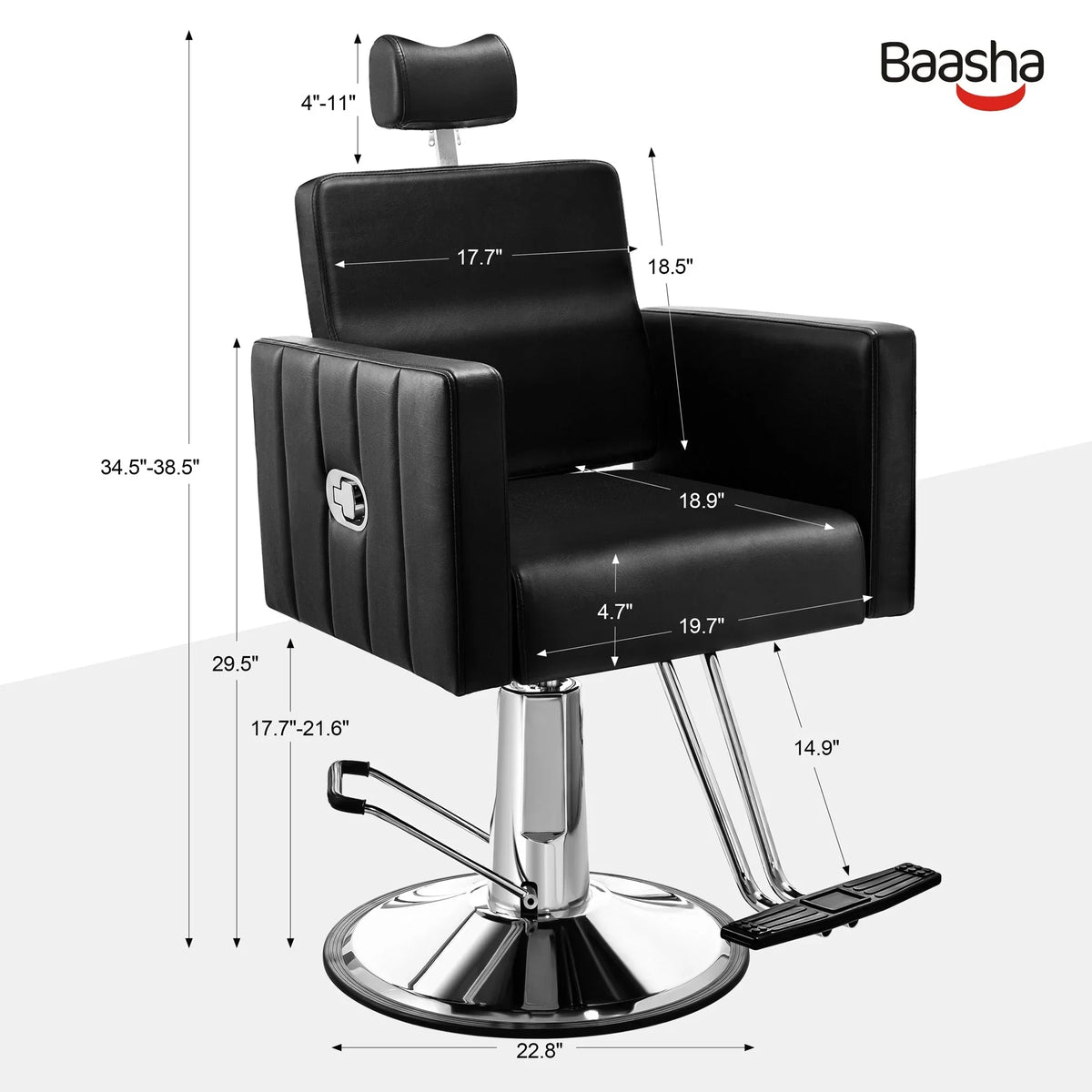 Baasha Reclining Salon Chair With Heavy Duty Hydraulic Pump