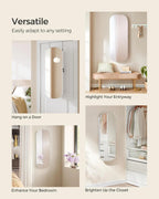 LED Wall-Mounted Jewelry Organizer Cabinet With Mirror - 3.9 in D x 16.5 in W x 42.5 in H