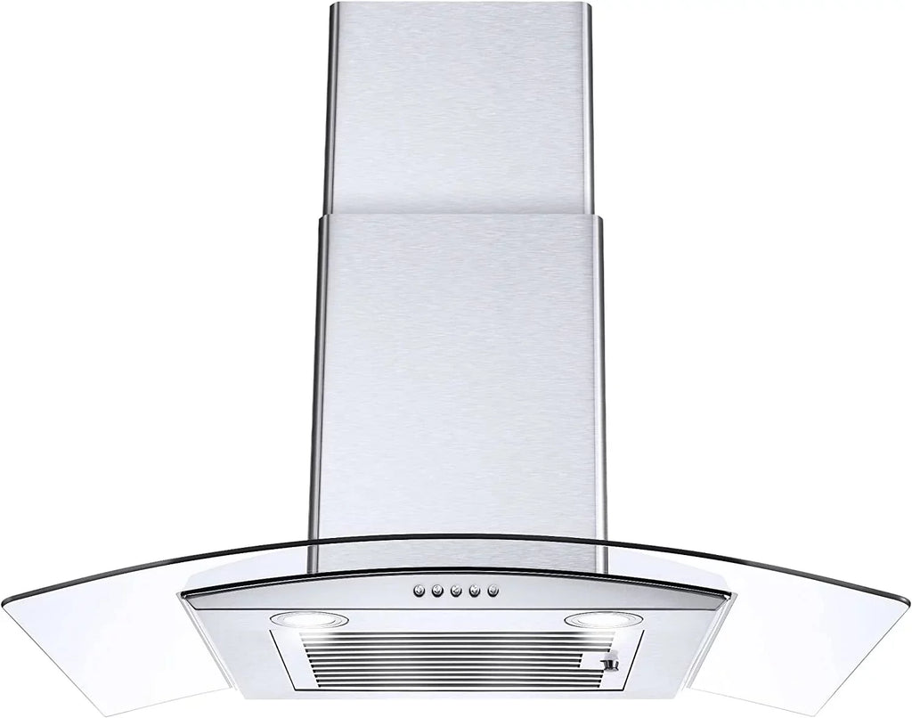Wall Mount Range Hood 30 inch Convertible Tempered Glass 3-Speed 450 CFM - 3375B