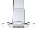 Wall Mount Range Hood 30 inch Convertible Tempered Glass 3-Speed 450 CFM - 3375B
