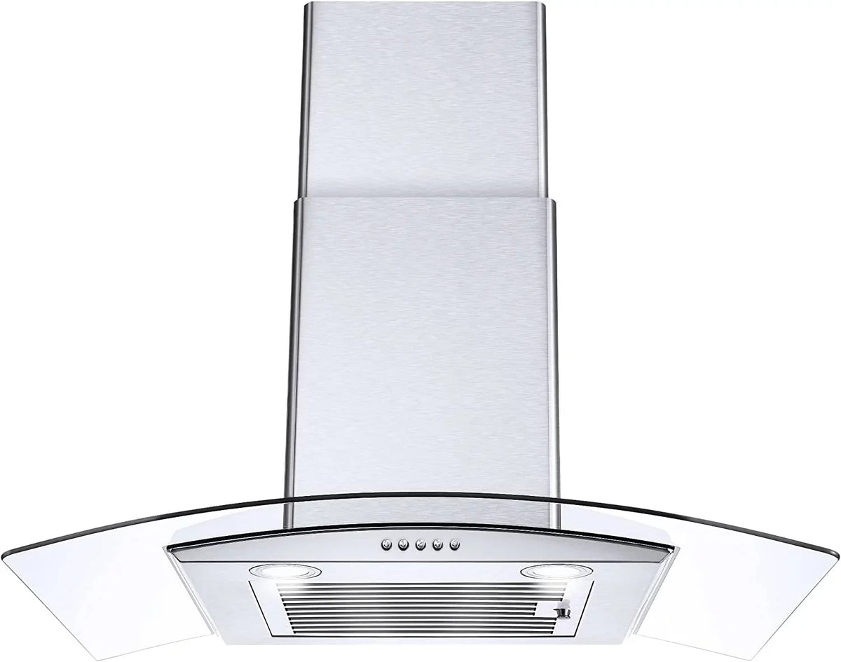 Wall Mount Range Hood 30 inch Convertible Tempered Glass 3-Speed 450 CFM - 3375B