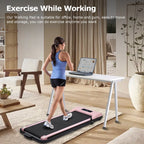 BITOUSHI Under Desk Walking Pad Treadmill 2 In 1, 3.0HP, 220 Lb Capacity - Pink