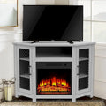 45 inch Industrial Corner Electric Fireplace TV Stand Console Table - 17 Electric Fireplace