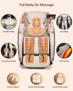 RELX Full Body Zero Gravity SL-Track Shiatsu Massage Chair, Cream