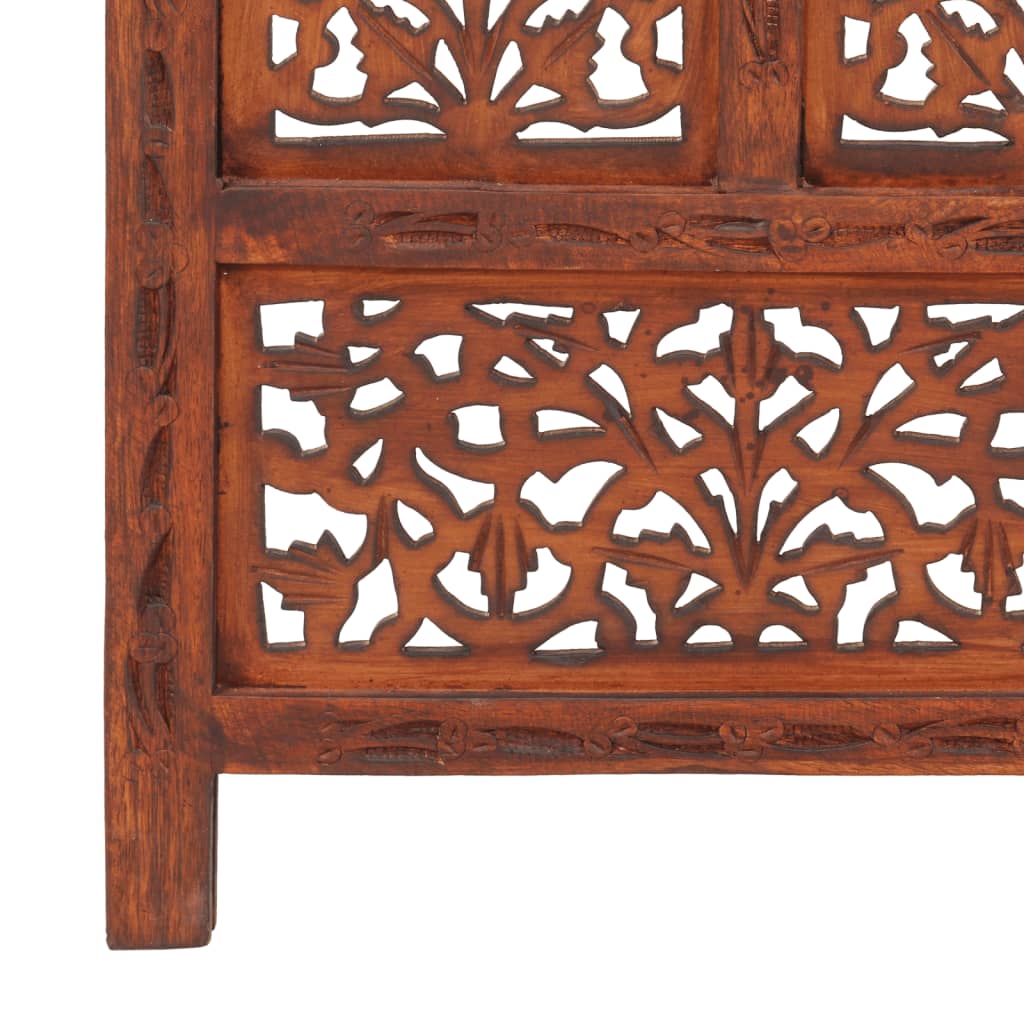 vidaXL 4-Panel Folding Privacy Screen, Solid Mango Wood, 63 x 65 in - Brown