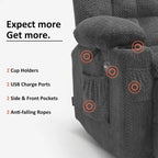 MCombo Power Reclining Loveseat With Heat, Vibration, Cupholders And USB Charge Ports - RS6314