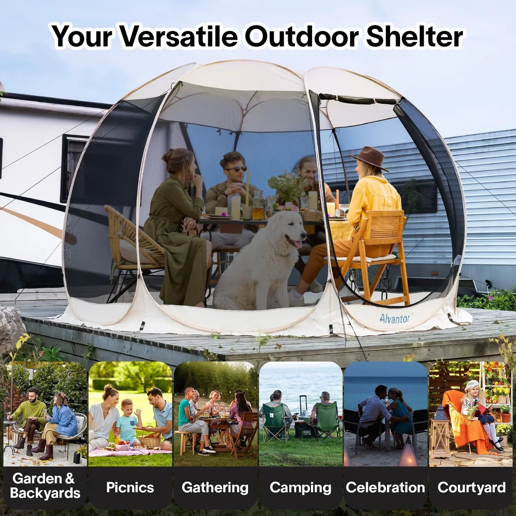 Alvantor Screen House Camping Instant Canopy 12 ft x 12 ft - Beige