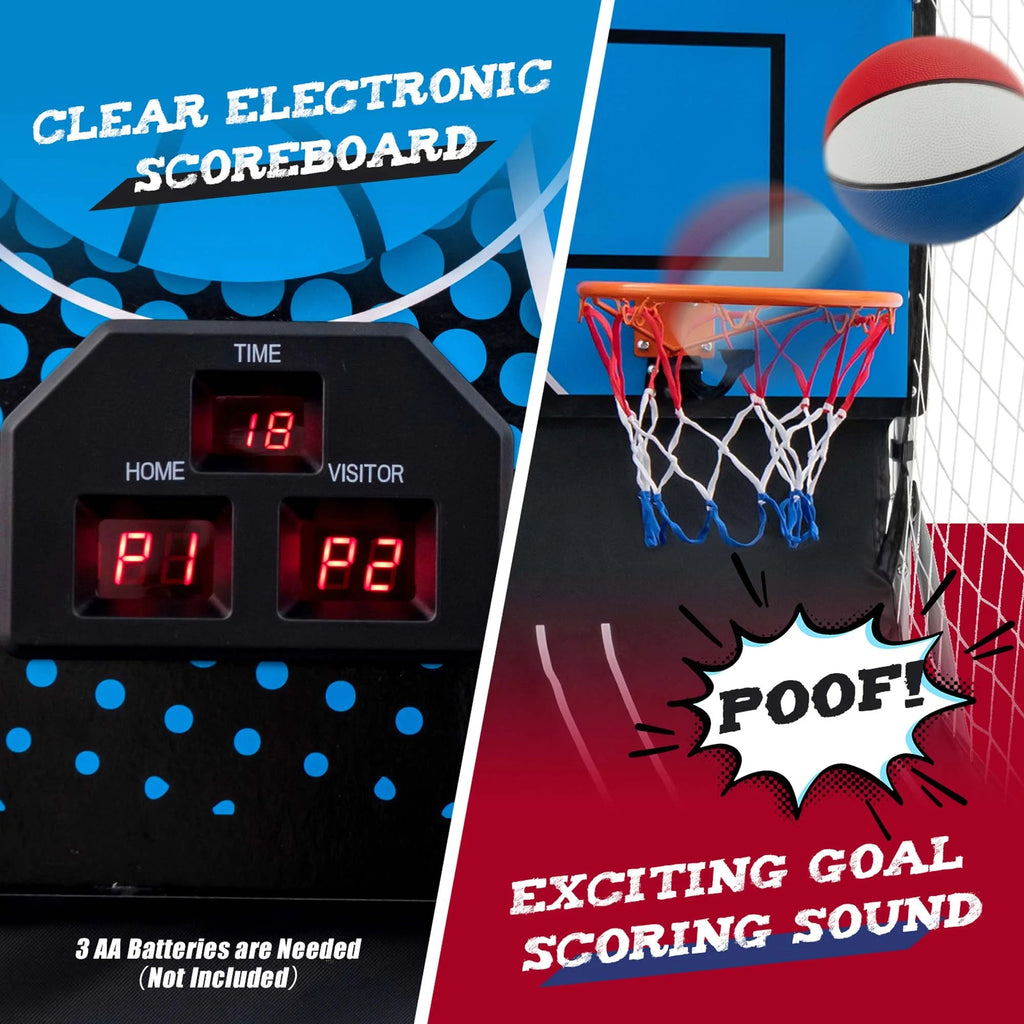 Costway Dual Shot Basketball Arcade Game, Blue, 8 Game Modes, 81in x 43in x 81in