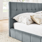 Full Upholstered Tufted Velvet Daybed Frame With Backrest And Armrests, Grey, 80.5'' x 59'' x 30.5''