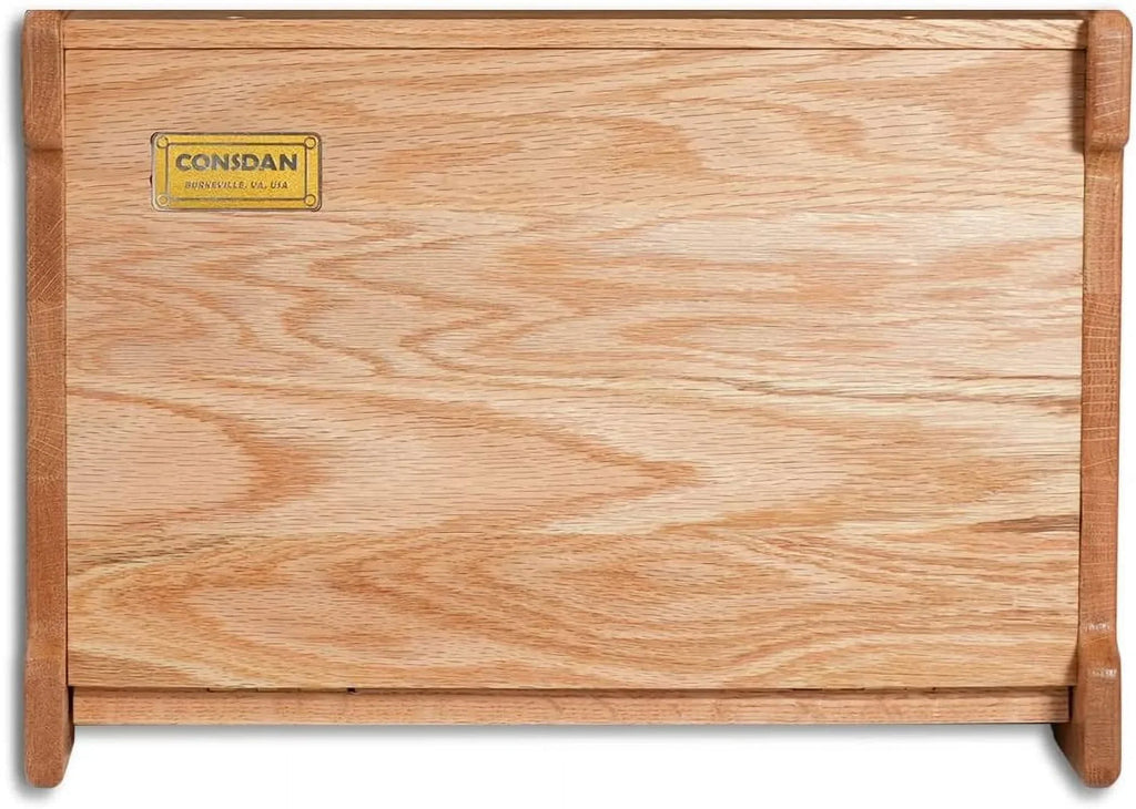 Solid Wood Oak Bread Box, Double Layer, Large Capacity, Clear Window - Nature