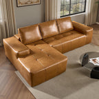 ovios 104in L-Shape Sectional Sofa With Chaise, Grey Plush Corduroy Fabric